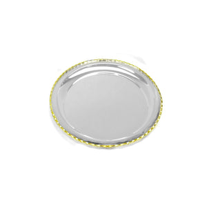 Classic Touch Stainless Steel Round Charger With Gold Border, 10"
