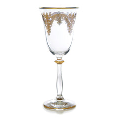 Classic Touch Water Glasses with 24k Gold Artwork - Set of 6, 8.25"