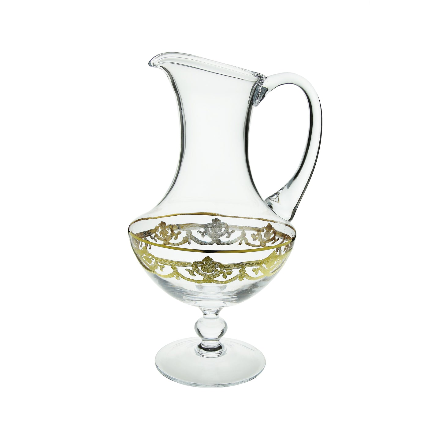 Classic Touch Water Pitcher With 14K Gold Artwork Traditional Design, 13"