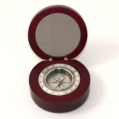 Compass In Hinged Box With Aluminum Plate & Accents