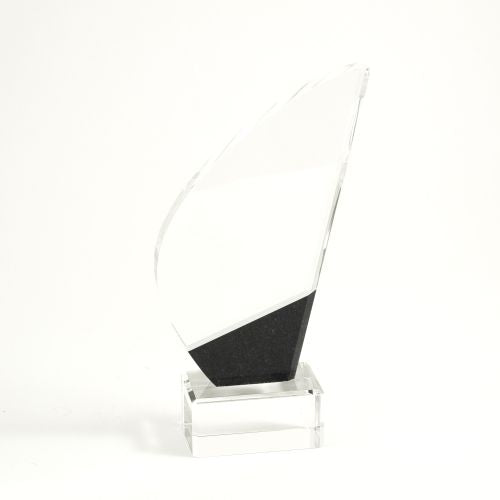 Crystal 8 1/2" Regatta Trophy With Black Marble Accent