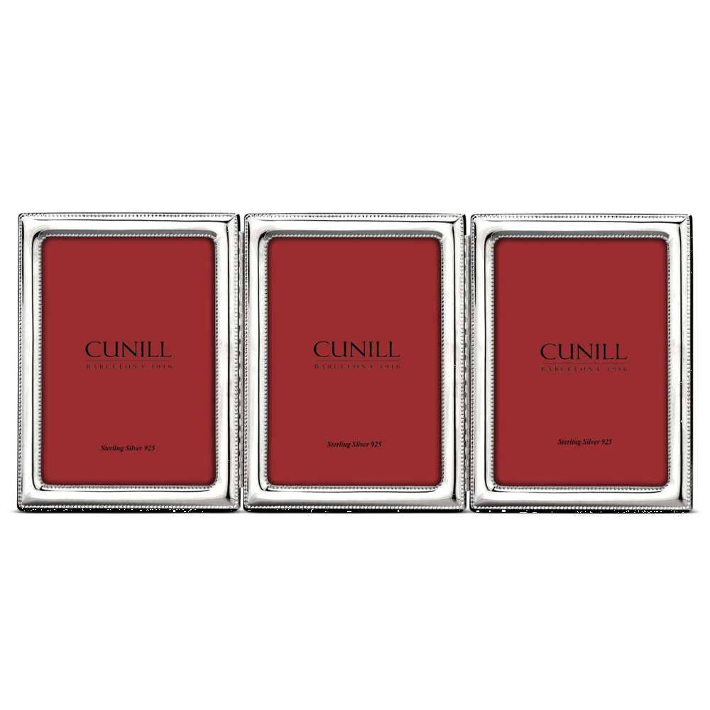 Cunill .925 Sterling Pearls Hinged Triple 5x7 Picture Frame