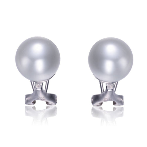 CZ Collections 12mm Imitation Pearl Stud Clip/Post Earrings