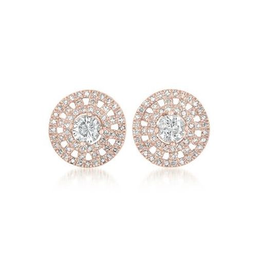 CZ Collections Rose Plated .925 Round-Shaped Earrings