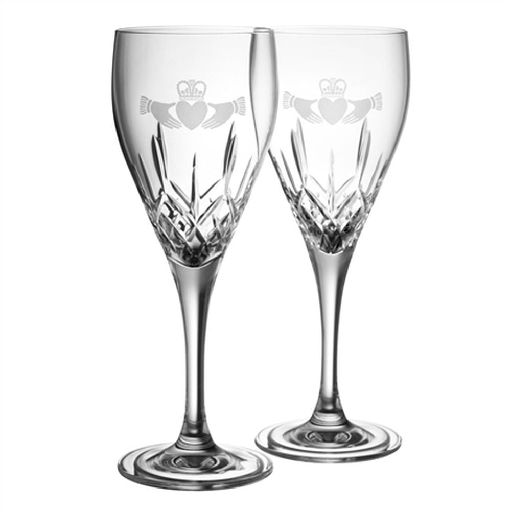 Galway Claddagh White Wine Glass Pair, Clear, Glass