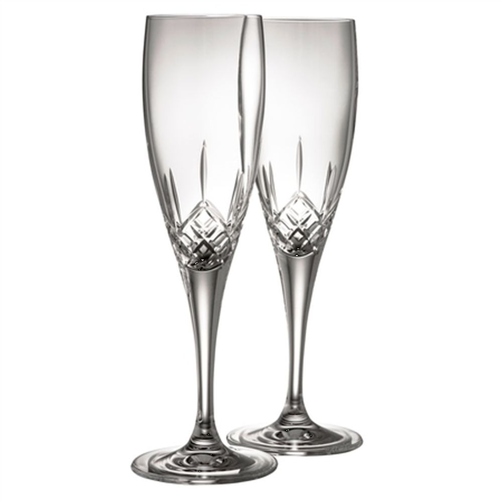 Galway Longford Flute Pair, Clear, Glass