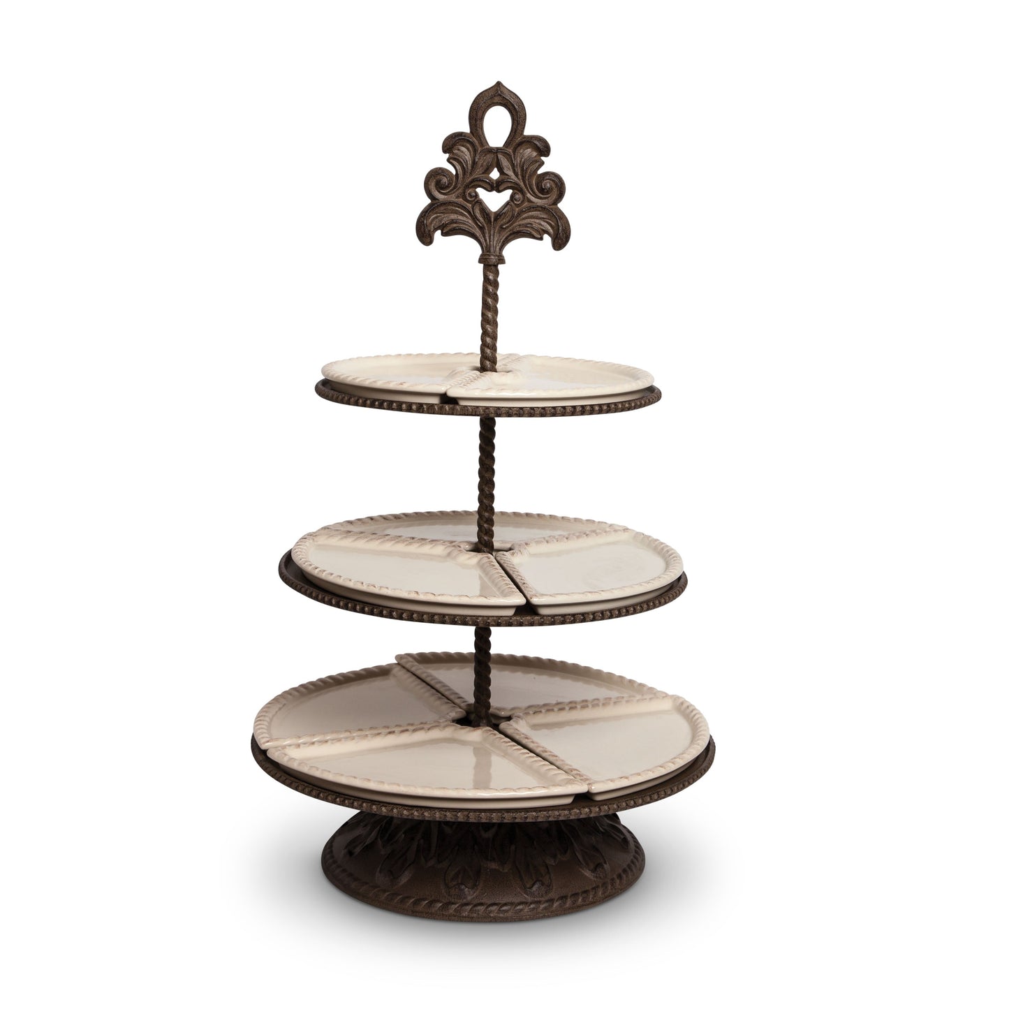 Gerson Companies 26.3-inch Acanthus 3-Tiered Server with Metal Base-Baroque