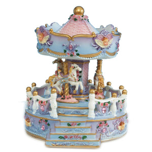 Musicbox Kingdom 6.7" Angel Carousel Turns To The Melody “Last Rose Of Summer”