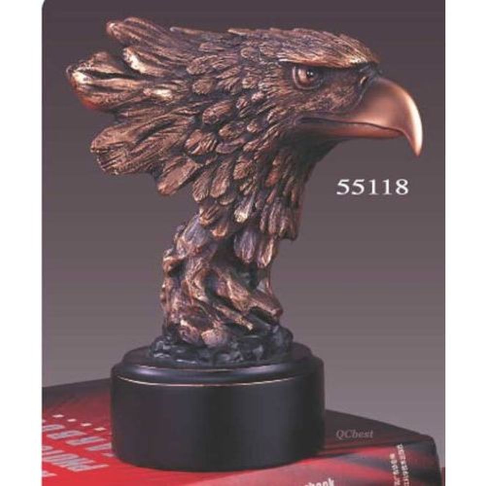 Treasure of Nature Bronze Plated Resin Sculptures Eagle Head Statue, 4"X7.5"