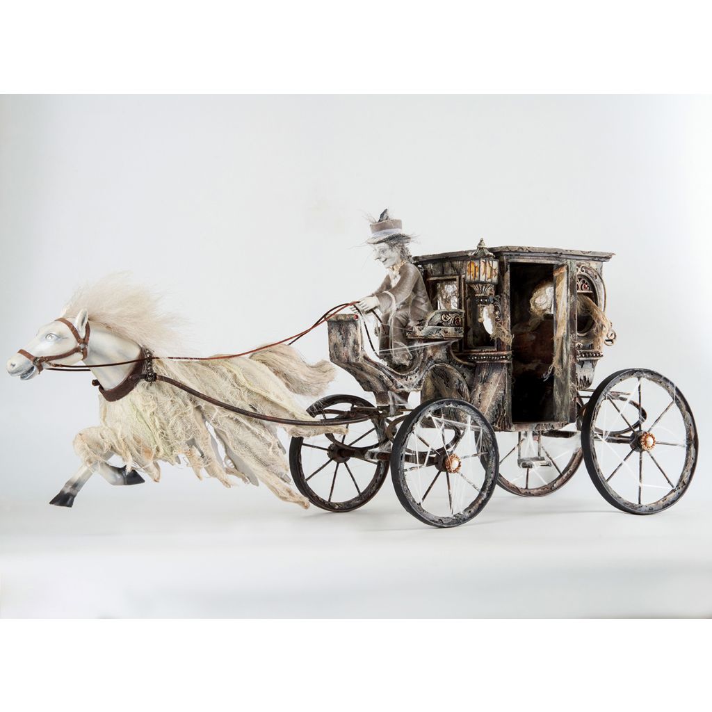 Katherine's Collection 2022 Ghostly Horse Drawn Carriage Figurine 35"x10.5"16.5"