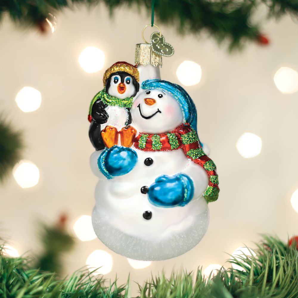 Old World Christmas Snowman With Penguin Pal Ornament