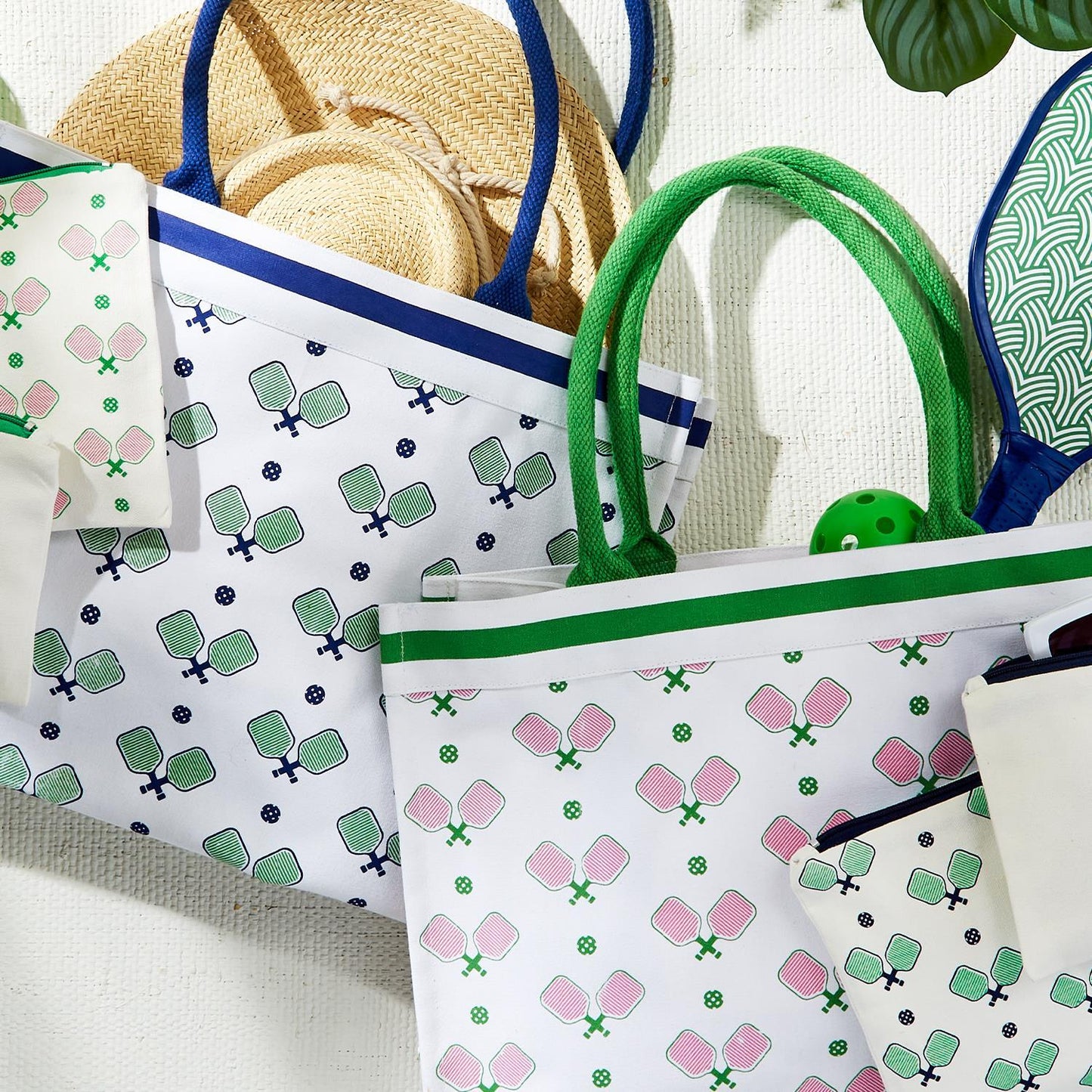 Two's Company Pickleball Tote with Inside Zippered Pocket Assorted 2 Colors