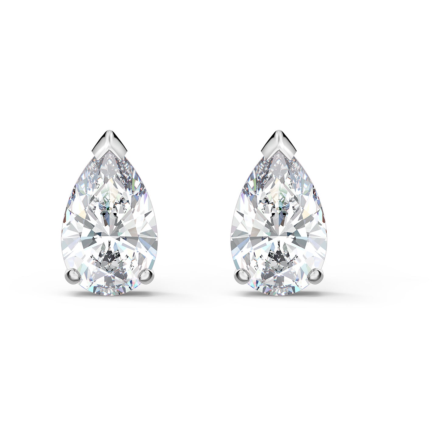 Swarovski Authentic Attract Pear Stud Pierced Earrings, White, Rhodium Plated