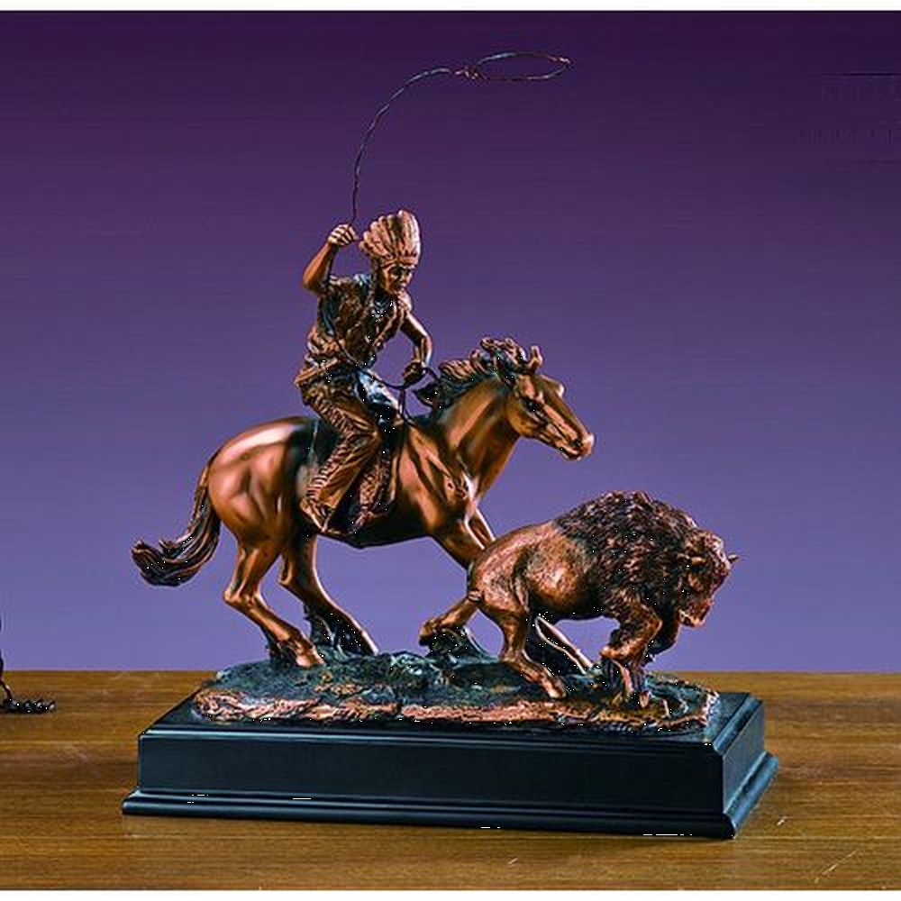 Treasure of Nature Indian Rider Statue, Bronze Plated, 10.5" x 11"