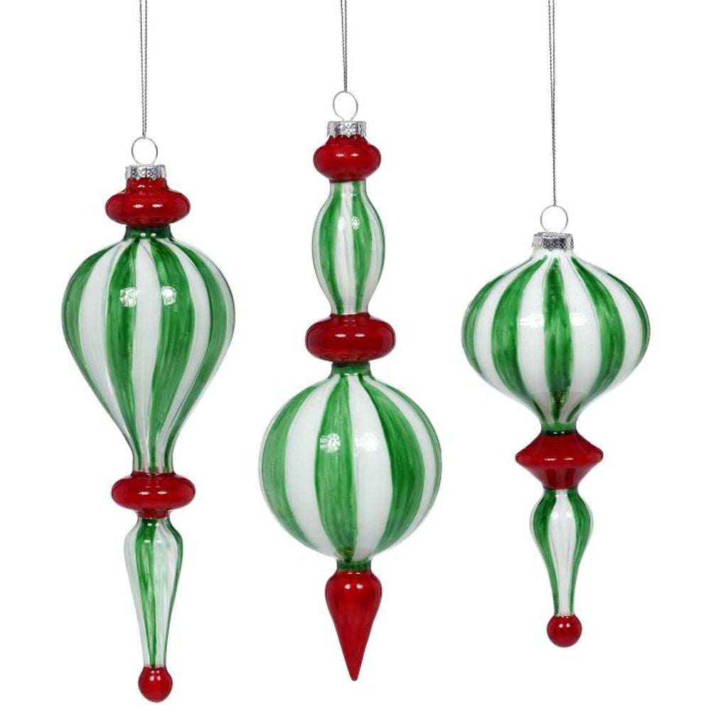 Mark Roberts 2022 Peppermint Finial Ornament, Assortment Of 3 7-11 Inches