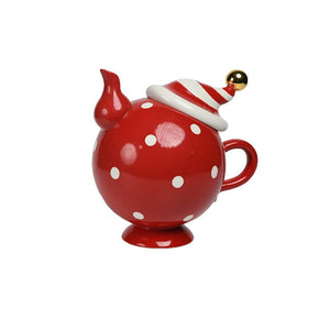 December Diamonds Christmas Carousel Red and White Teapot Figurine