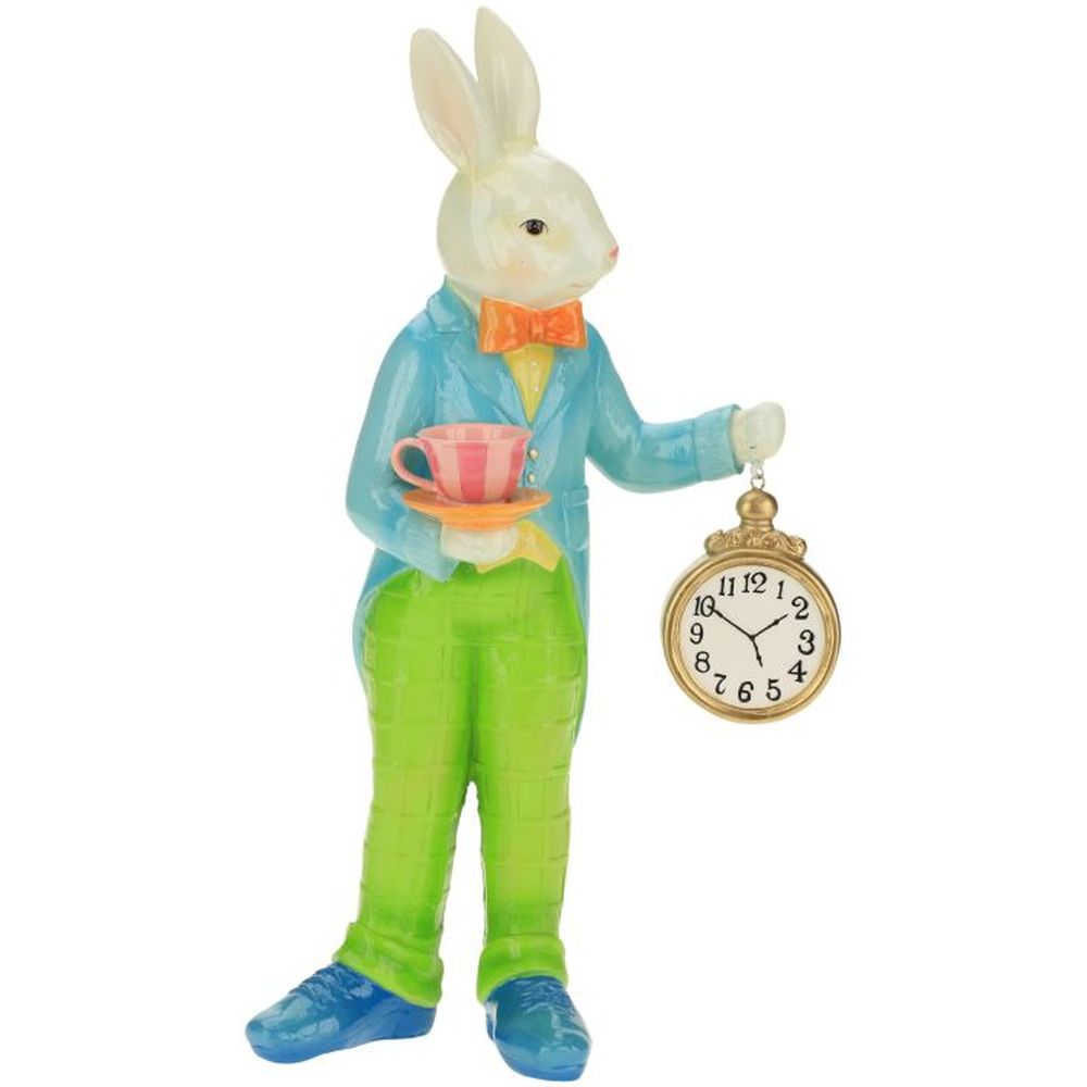 Mark Roberts 2021 Rabbit with Clock Figurine, 18.5 inches