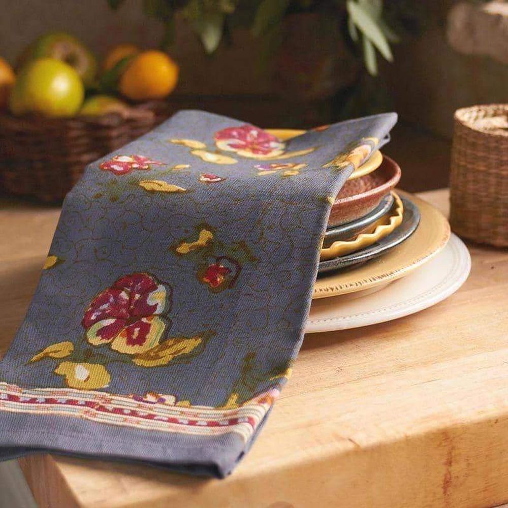Couleur Nature Pansy Red/Grey Tea Towels 20X30 - Set Of 3