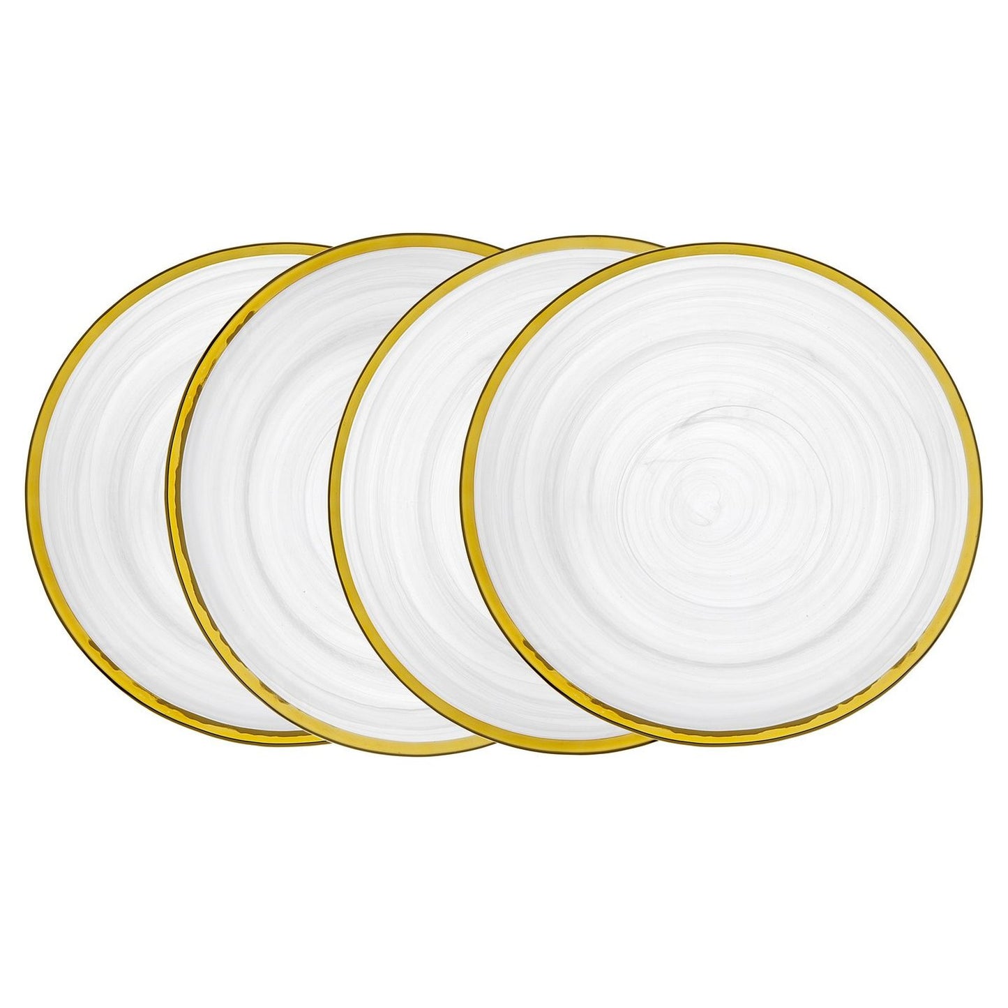 Godinger Alabast Set Of 4 White/Gold 8" Plate