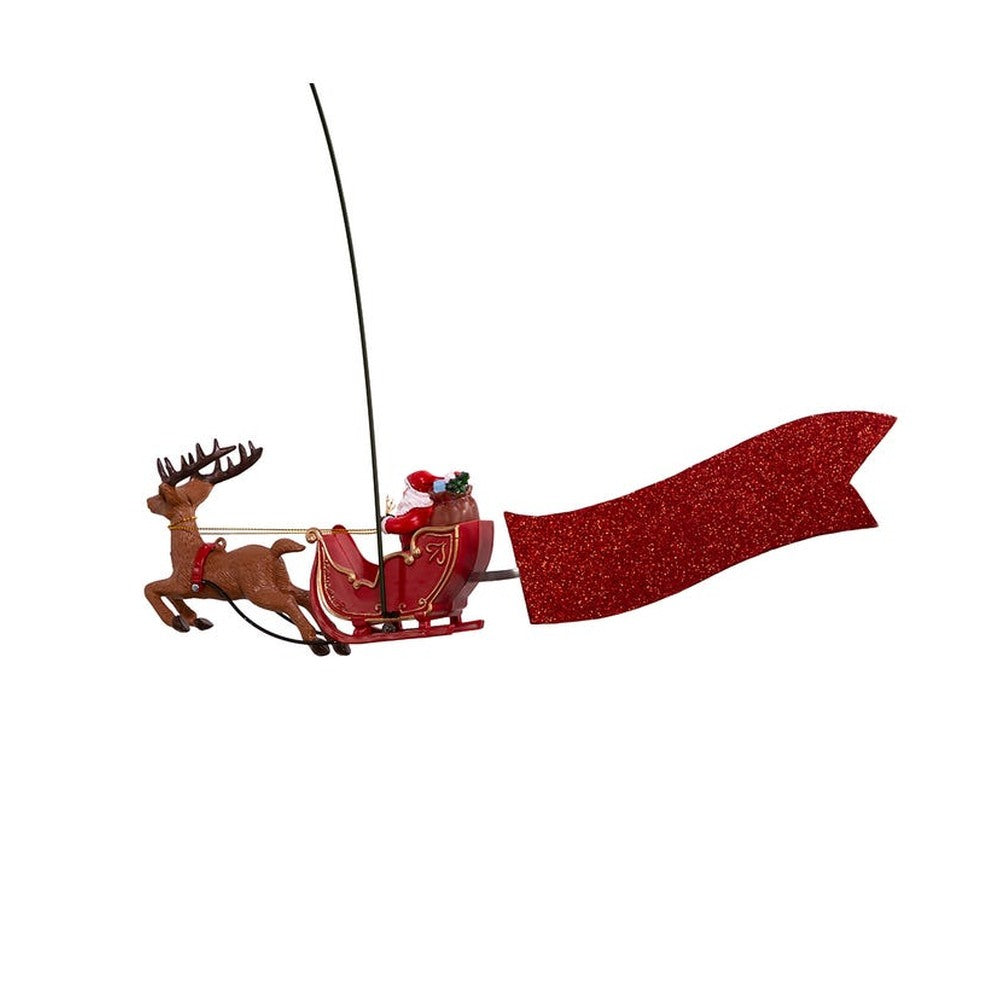 Kurt Adler 19.7" Star With Rotating Santa and Sleigh LED Treetop