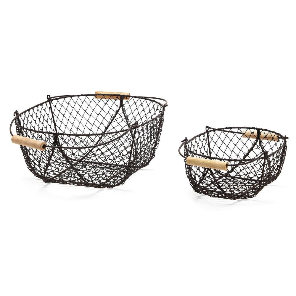 Set of 6 French Wireworks Potager Basket w/ Collapsible Handles Includes 2 Sizes
