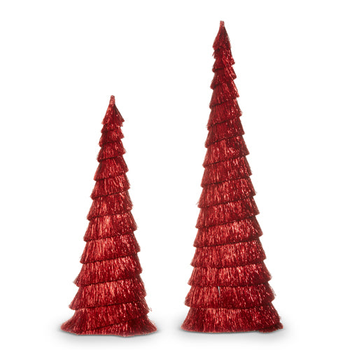 Raz Imports 2023 Holiday Cheers 24" Red Tinsel Trees, Set of 2
