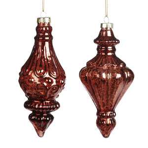 Goodwill Glass 3D Ribbed Finial Ornament Brown 15Cm, Set Of 2, Assortment