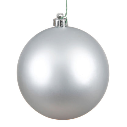 Vickerman 8" Silver Matte Ball Ornament, Plastic