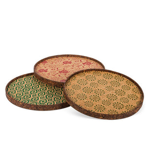 Gerson Company Abundence Pattern Cork Tray, 3 Assorted