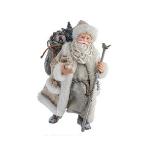 Kurt Adler 10.5" Fabriché™ Snowy Woods Santa Figurine, White