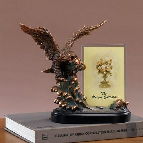 Treasure of Nature Bronze Plated Resin Sculptures Eagle Picture Frame, 11"x9.5"