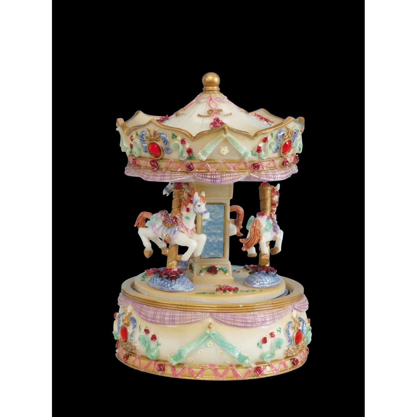 Musicbox Kingdom 6.3" Beige Carousel Turns To A Famous Melody