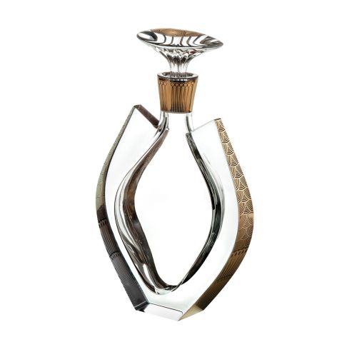 Vista Alegre Fenix Case With Whisky Decanter With Gold, 6"