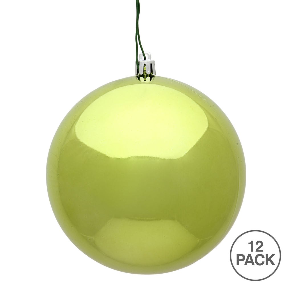 Vickerman 3" Lime Shiny Ball Ornament, 12 per Bag, Plastic
