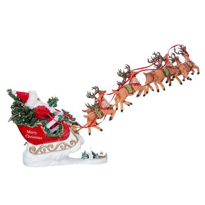 Kurt Adler Musical Santa W/8 Reindeer Table Piece, 2 Pieces