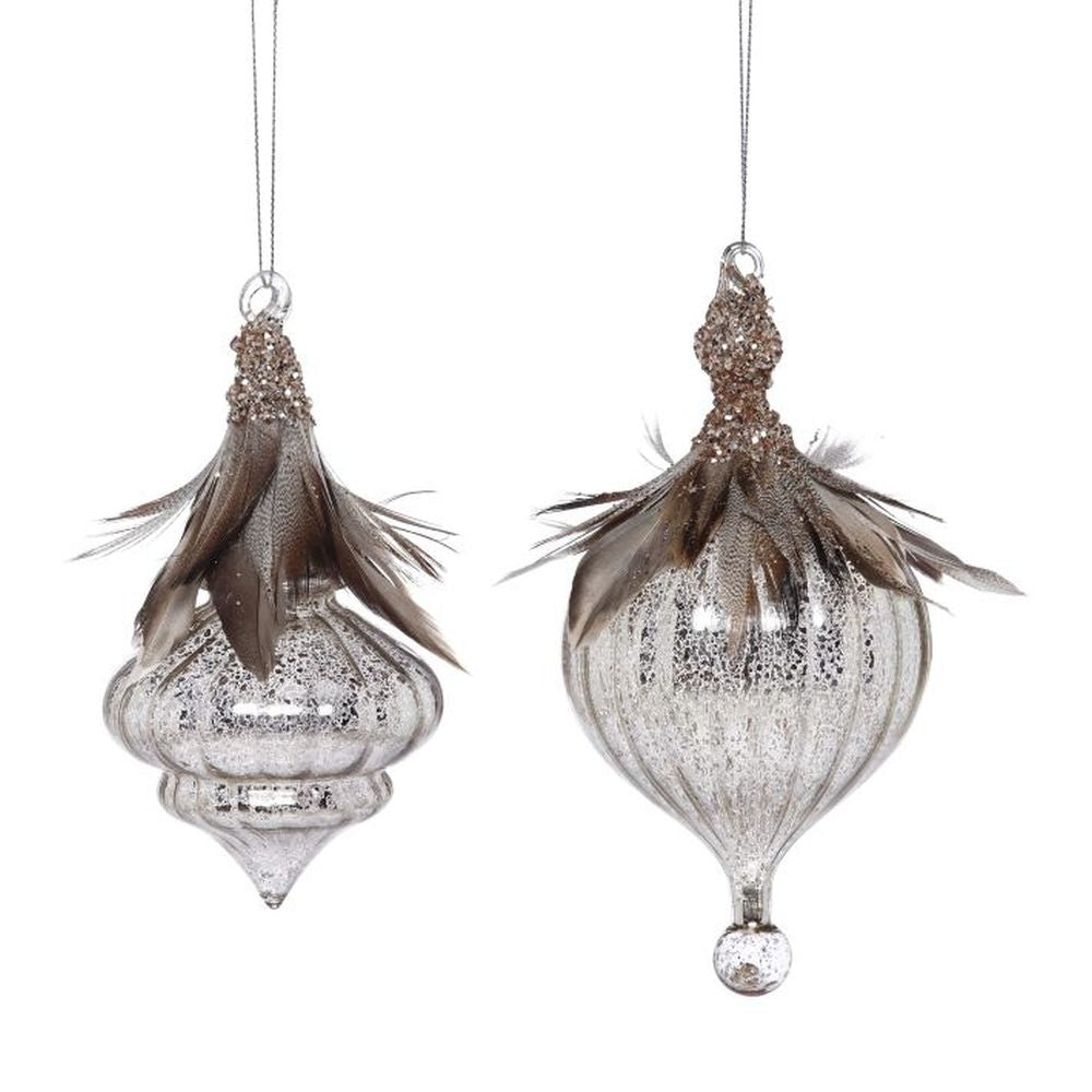 Mark Roberts 2022 Feathered Drop Ornament, Assortment Of 2 7-8 Inches
