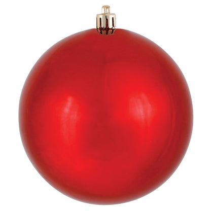 Vickerman 6" Red Shiny Ball Ornament, 4 per Bag, Plastic