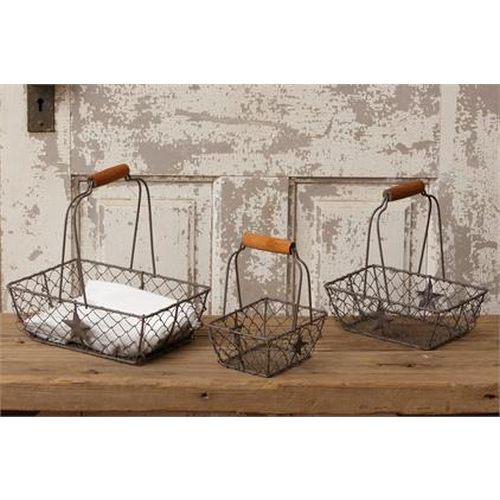 Your Heart's Delight Rectangles with Stars Nested Wire Basket, Set of 3