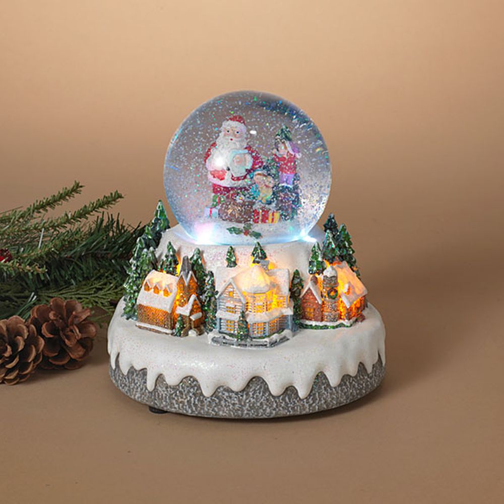 Gerson Company 7.9" B/O Lighted Musical Spinning Water Globe with Village Scene