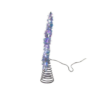 Kurt Adler 12.2-Inch Tinsel Star Tree Topper With Cool White Led Lights