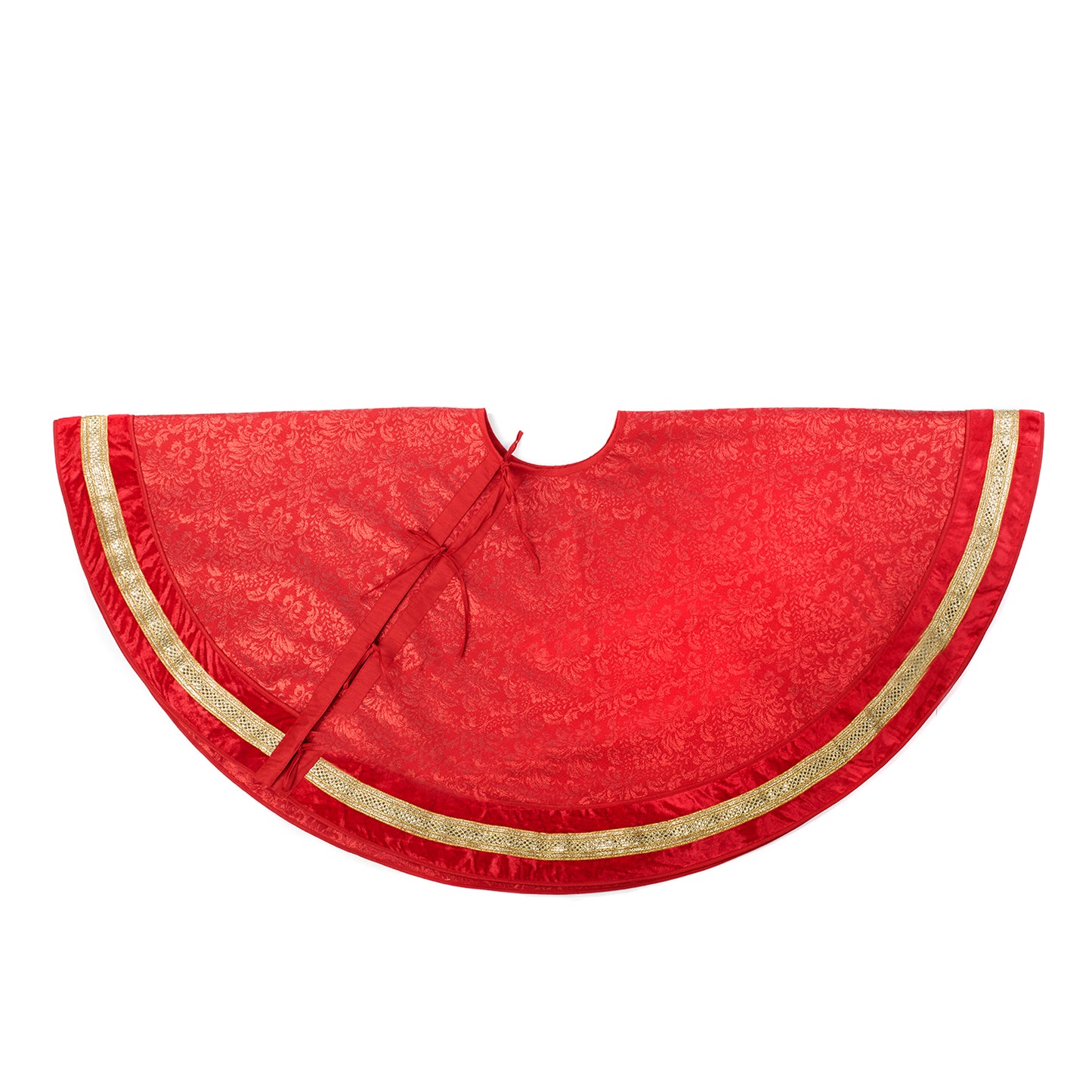 Goodwill Velvet Jacquard Trim Tree Skirt Red/Gold 144Cm