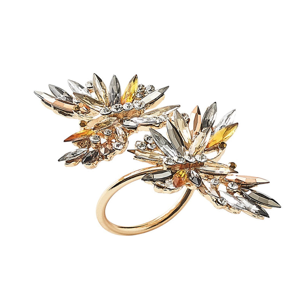 Kim Seybert Napkin Ring : Butterflies Set Of 4, Champagne/Crystal