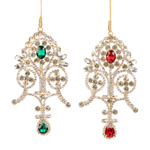 Goodwill Metal Jewel Ornament Clear/Red/Green 14Cm, Set Of 2, Assortment