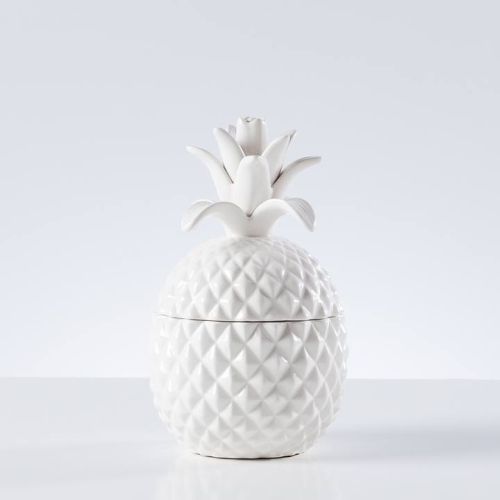Torre & Tagus Pineapple White Ceramic Canister