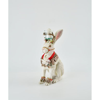 Katherine's Collection 2022 Mistletoe Jackalope Figurine, 14.5" White Resin