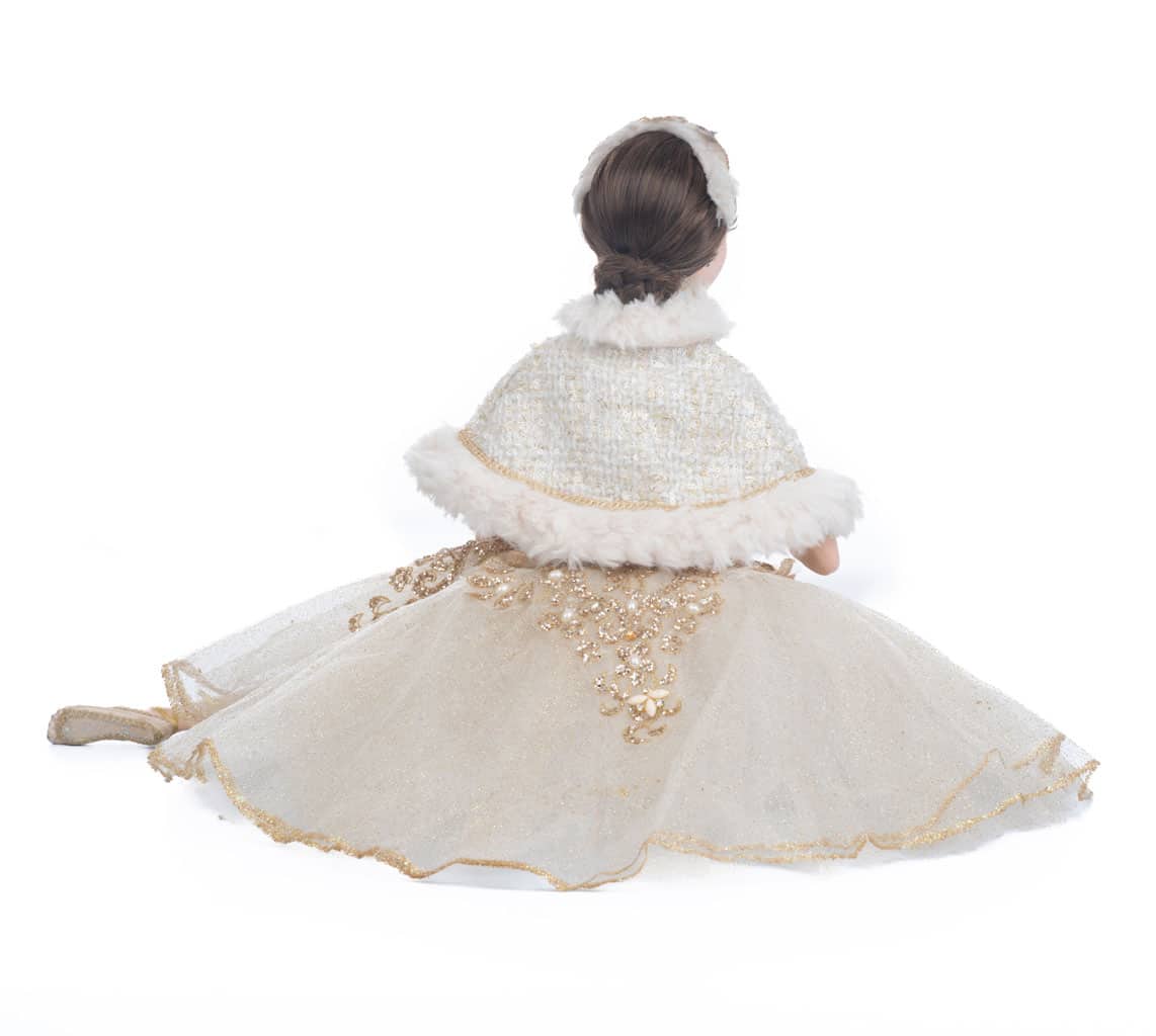 Katherine's Collection 2022 Joy Sitting Ballerina Doll, 14.5" White Polyester