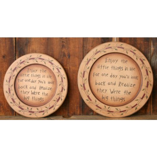 Your Heart's Delight Wooden Plates- Enjoy The Little Things, Set Of 2, Wood
