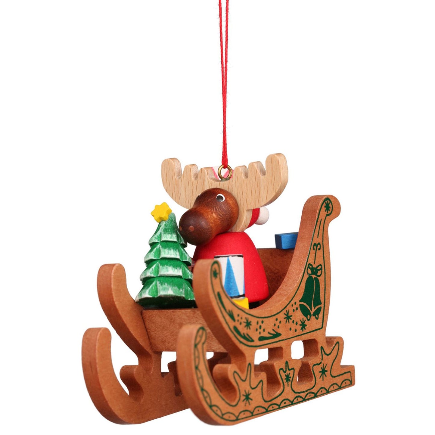 Alexander Taron Christian Ulbricht Ornament - Moose Santa with Sled