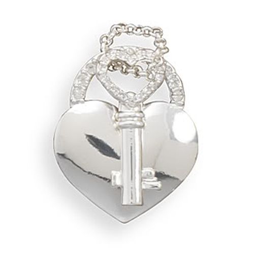 MMA Heart and Key Fashion Pendant with Crystal