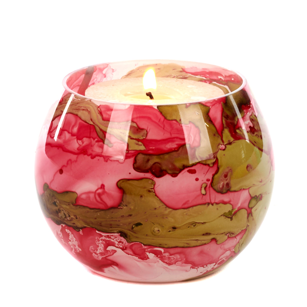 Goodwill Glass Marble Ball Votive Two-tone Pink/Green/Gold 11Cm
